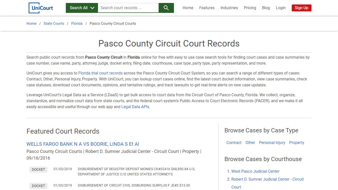 Pasco County Circuit Court Records | Florida | UniCourt